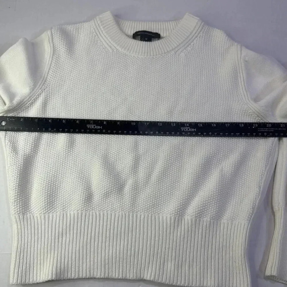 French Connection Cropped Sweater Women's Size M White Babysoft Crewneck Blouse - Picture 5 of 11